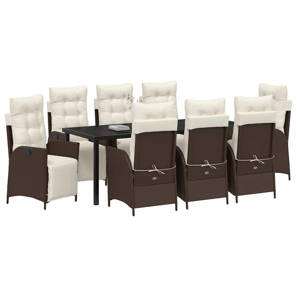 Have Spisebordssæt 9 stk. Brun polyrattan