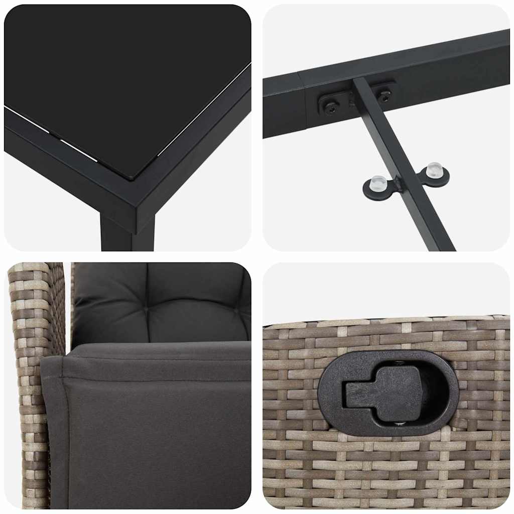 Have Spisebordssæt 7 stk. Grå polyrattan