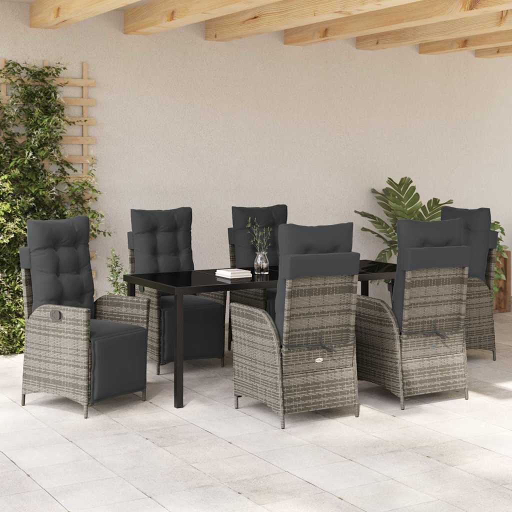 Have Spisebordssæt 7 stk. Grå polyrattan
