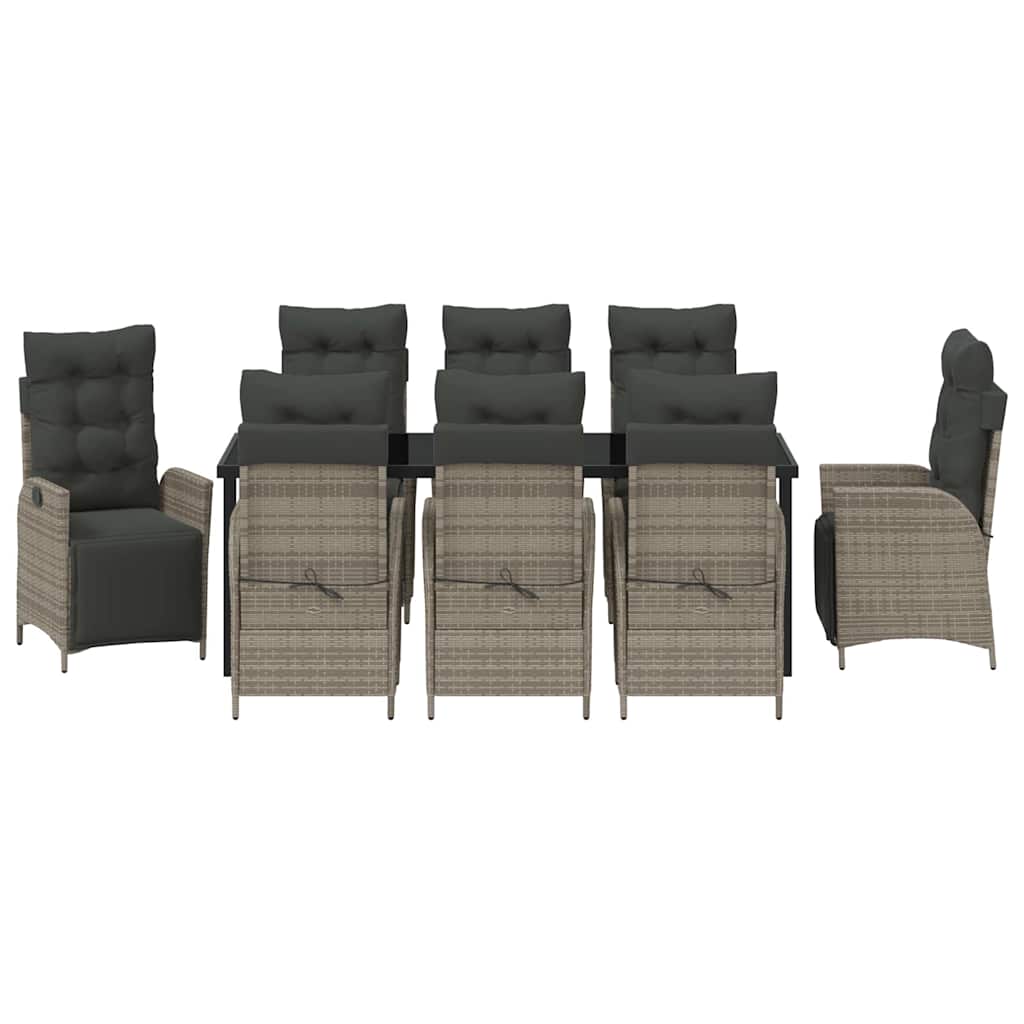 Have Spisebordssæt 9 stk. Grå polyrattan