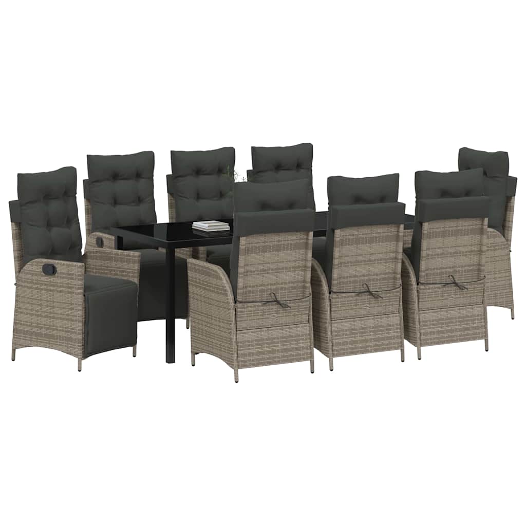 Have Spisebordssæt 9 stk. Grå polyrattan
