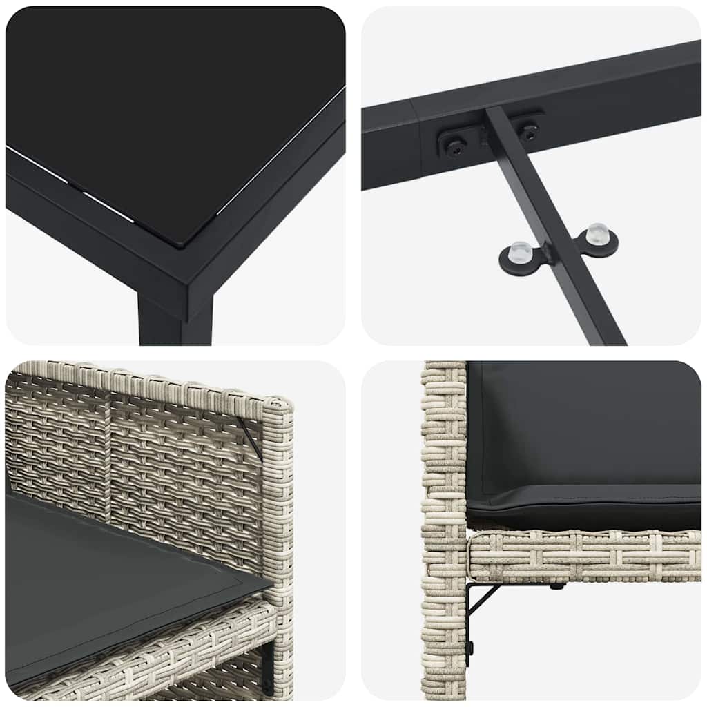Have Spisebordssæt 9 stk. Lysegrå polyrattan