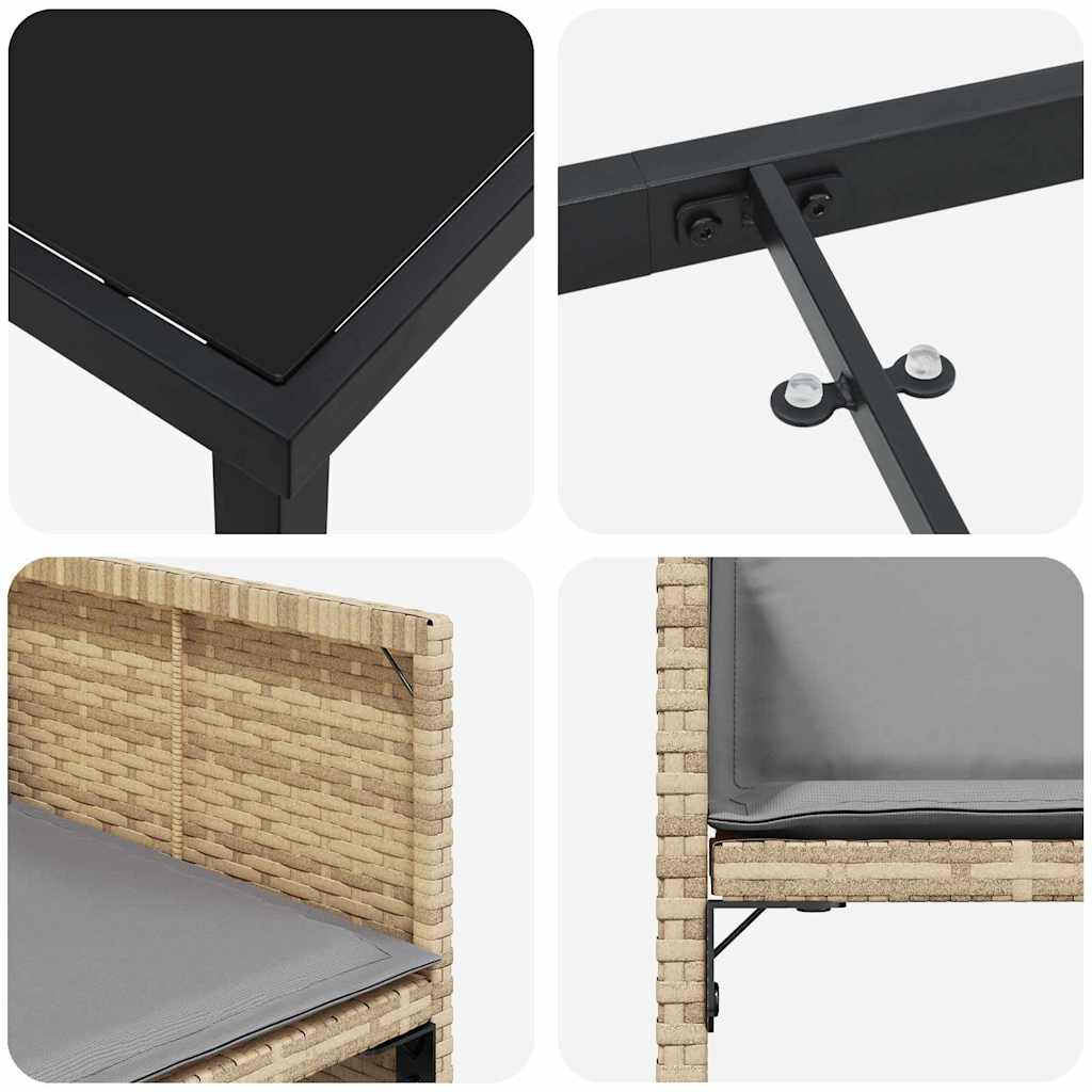 Have Spisebordssæt 9 stk. Beige polyrattan