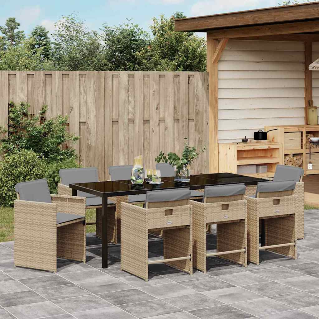 Have Spisebordssæt 9 stk. Beige polyrattan
