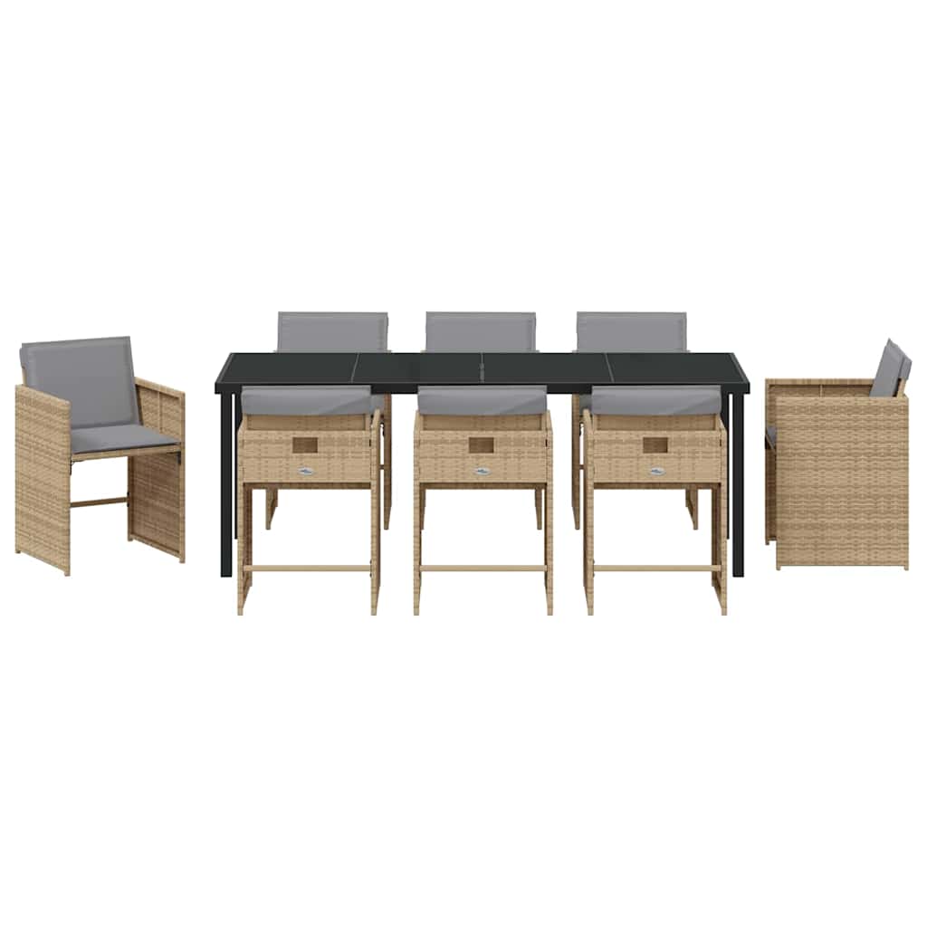Have Spisebordssæt 9 stk. Beige polyrattan