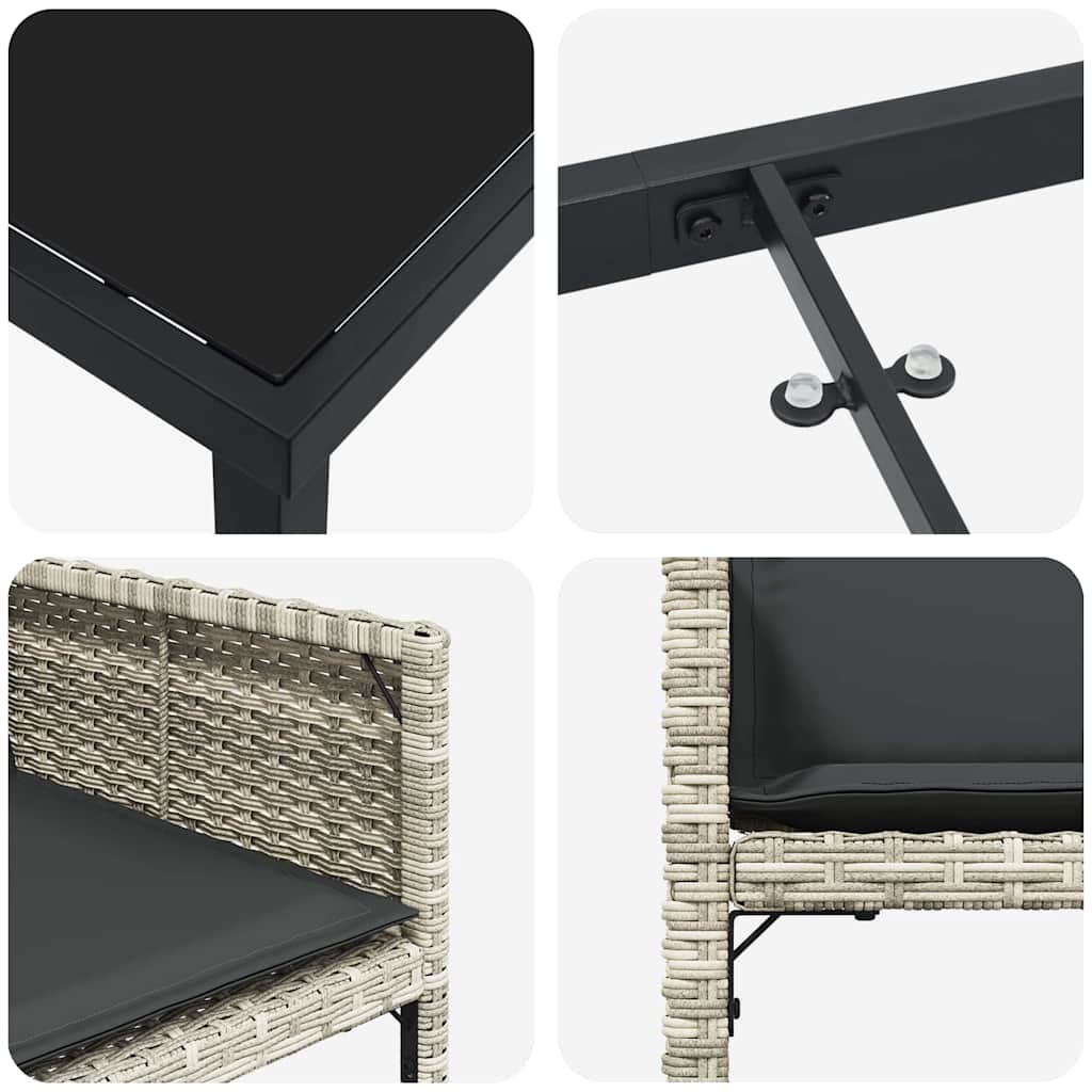 Have Spisebordssæt 9 stk. Lysegrå polyrattan
