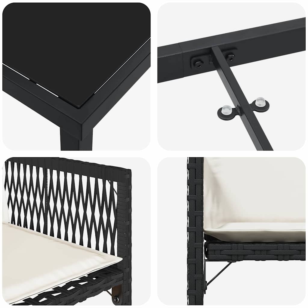 Have Spisebordssæt 9 stk. Sort polyrattan