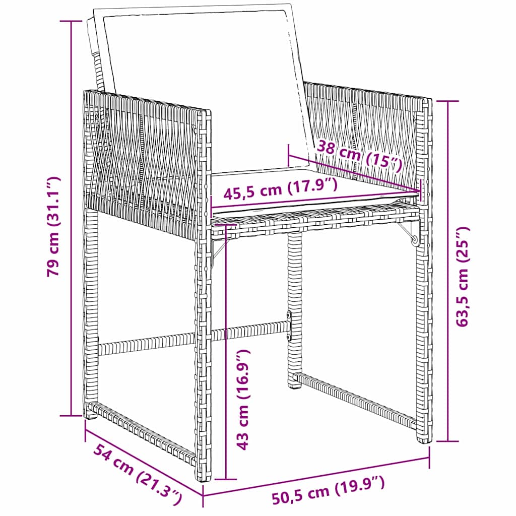 Have Spisebordssæt 9 stk. Sort polyrattan