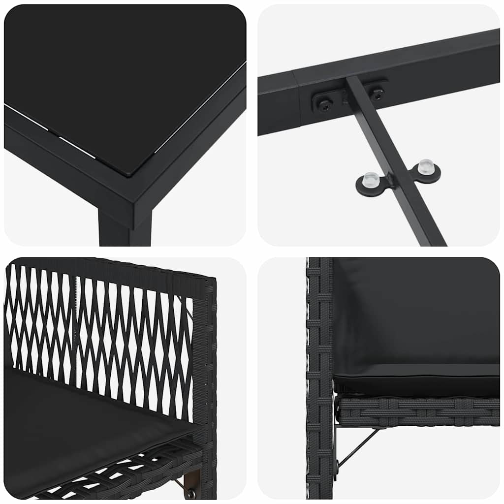 Have Spisebordssæt 9 stk. Sort polyrattan