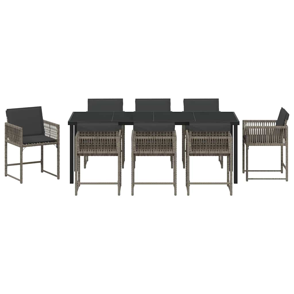 Have Spisebordssæt 9 stk. Grå polyrattan
