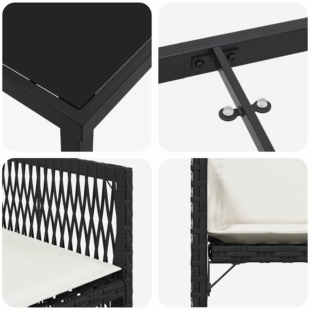 Have Spisebordssæt 9 stk. Sort polyrattan