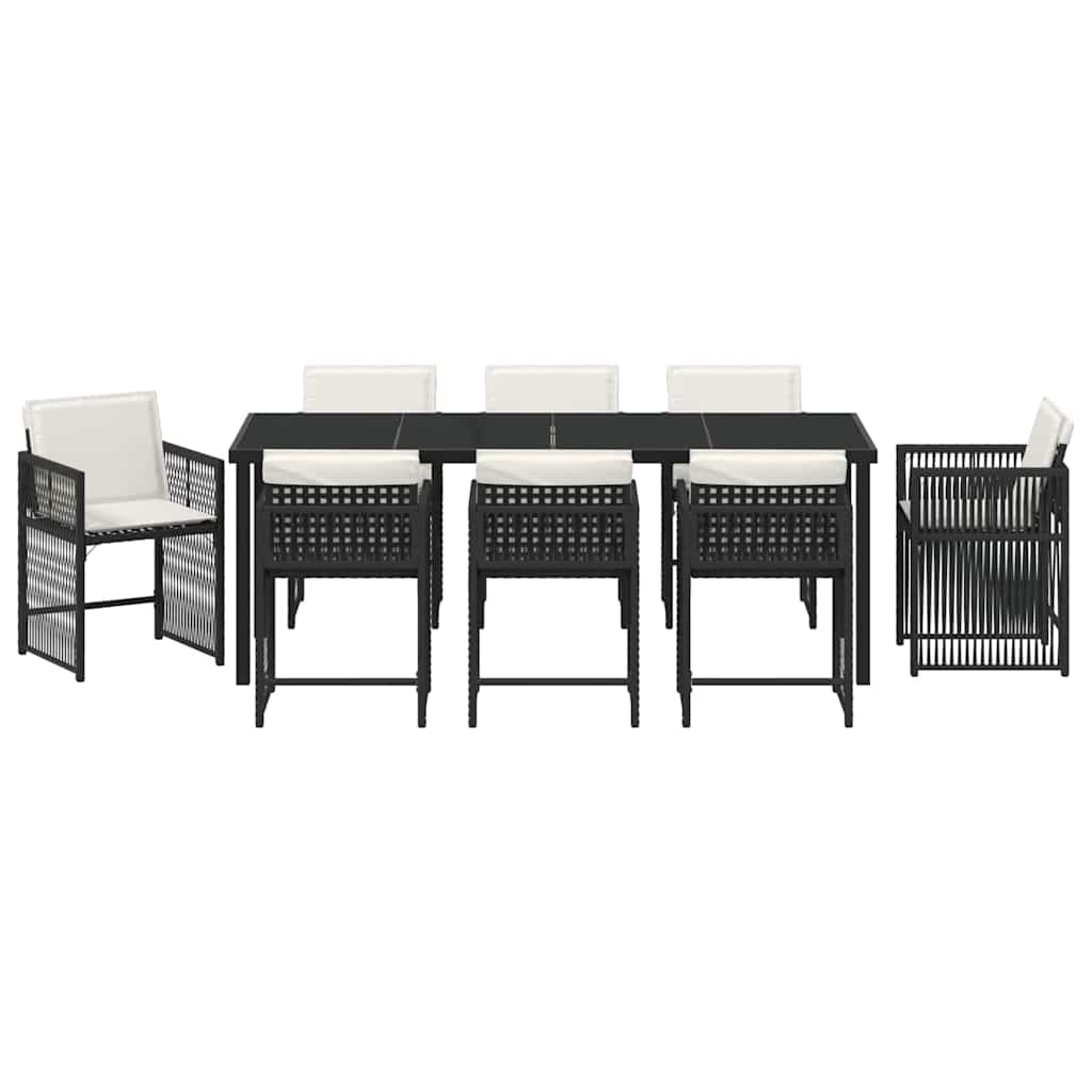 Have Spisebordssæt 9 stk. Sort polyrattan