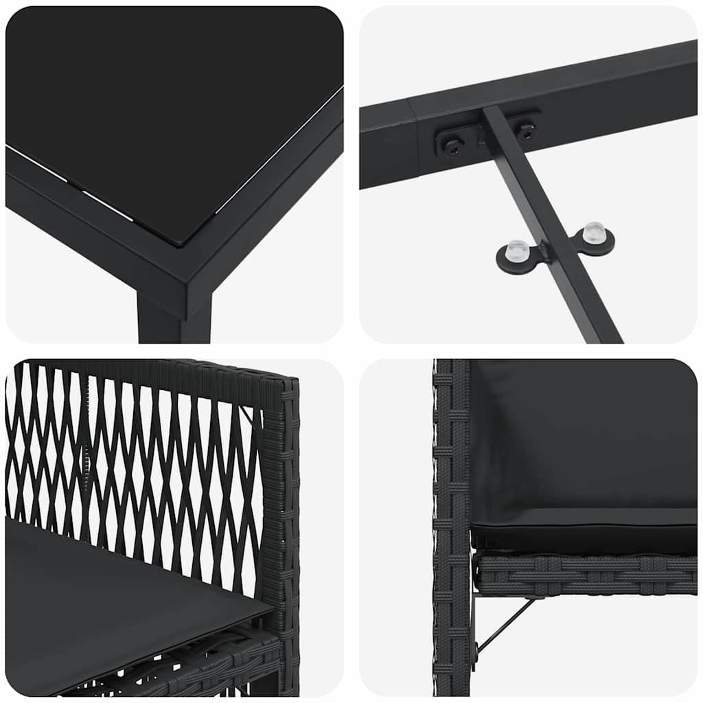 Have Spisebordssæt 9 stk. Sort polyrattan