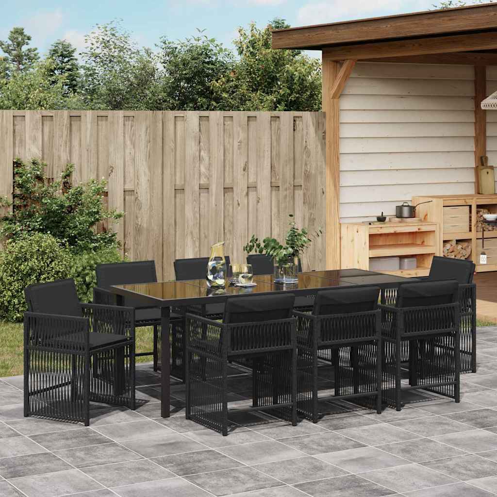 Have Spisebordssæt 9 stk. Sort polyrattan
