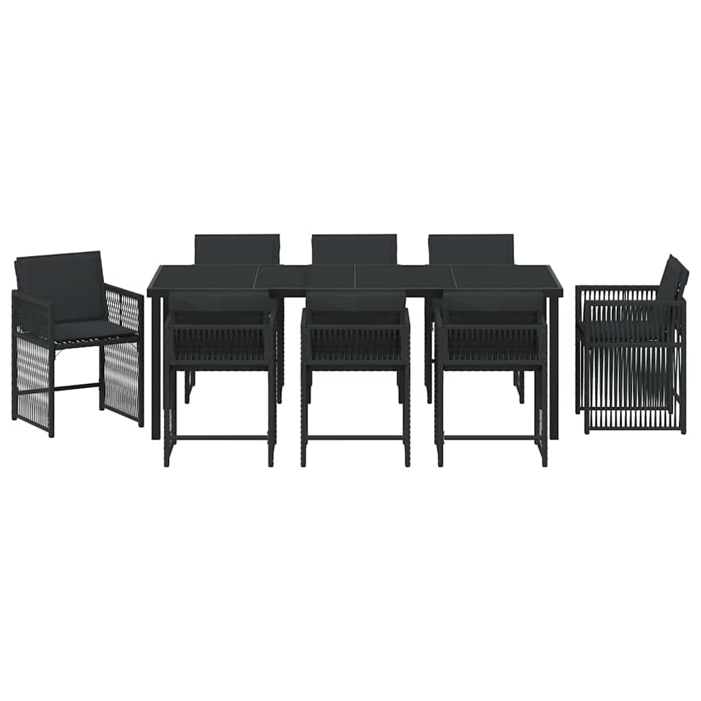 Have Spisebordssæt 9 stk. Sort polyrattan
