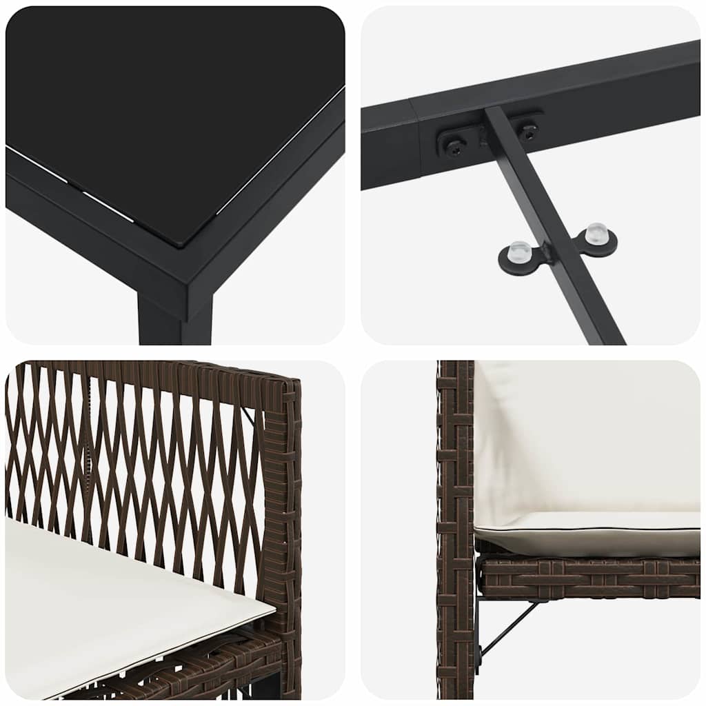 Have Spisebordssæt 9 stk. Brun polyrattan