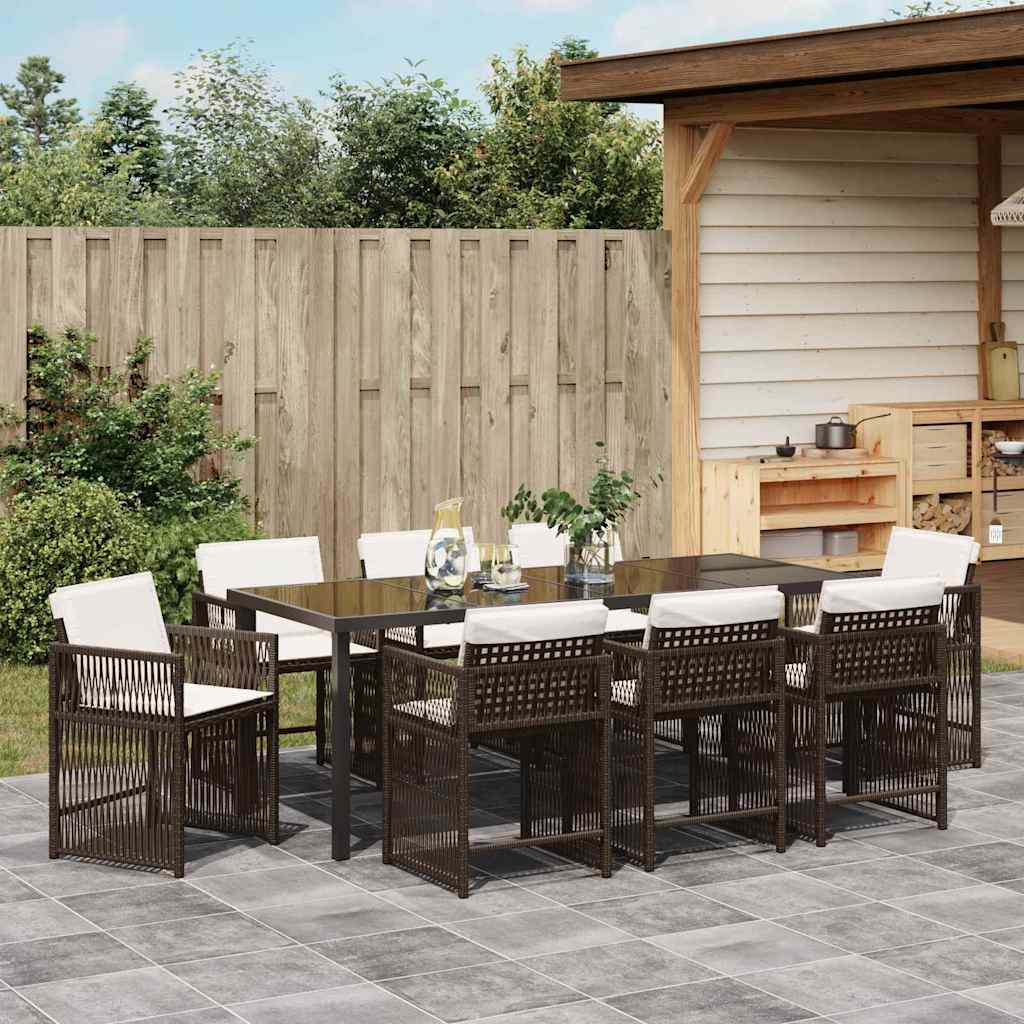 Have Spisebordssæt 9 stk. Brun polyrattan