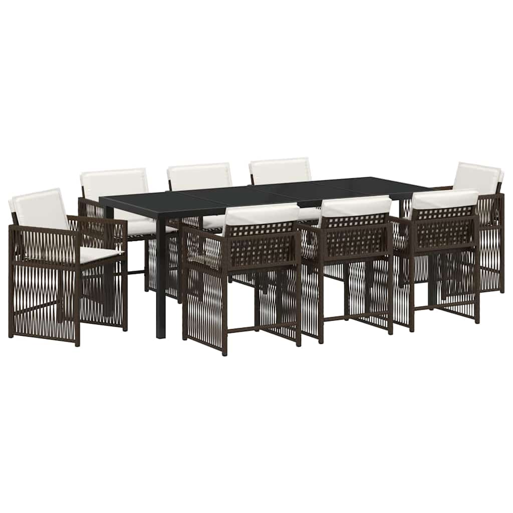 Have Spisebordssæt 9 stk. Brun polyrattan