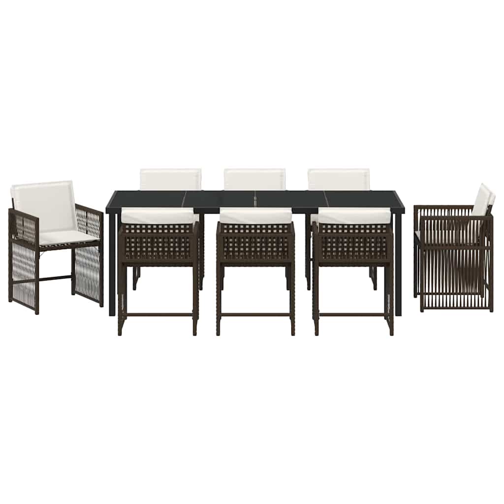 Have Spisebordssæt 9 stk. Brun polyrattan
