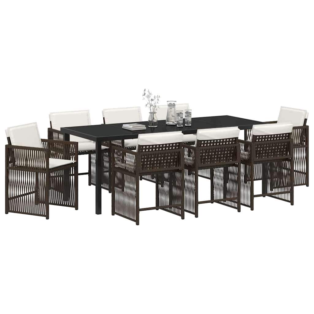 Have Spisebordssæt 9 stk. Brun polyrattan