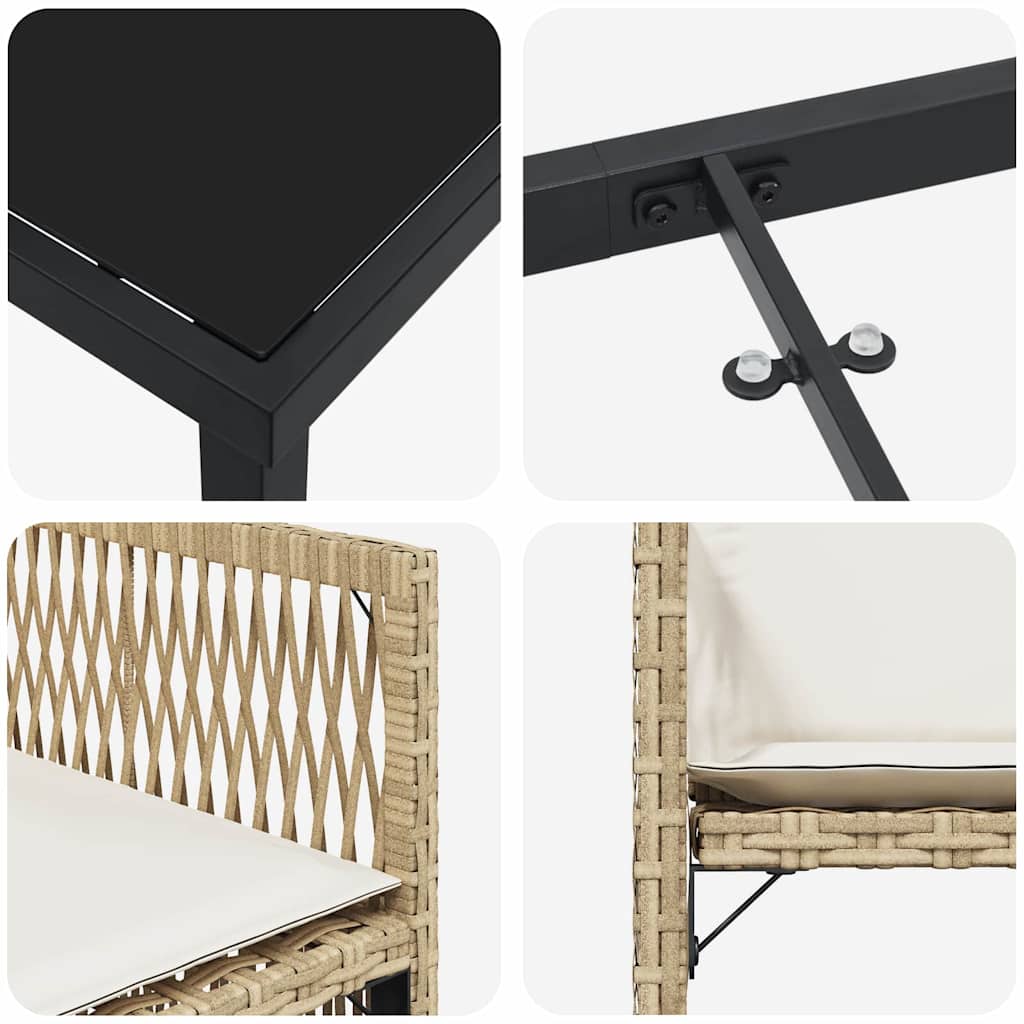 Have Spisebordssæt 9 stk. Beige polyrattan