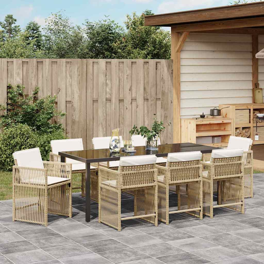 Have Spisebordssæt 9 stk. Beige polyrattan