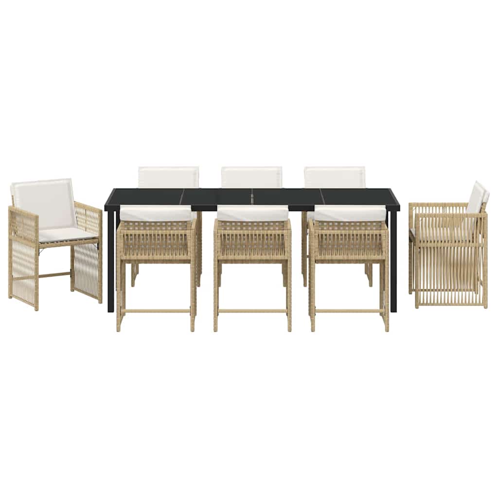 Have Spisebordssæt 9 stk. Beige polyrattan