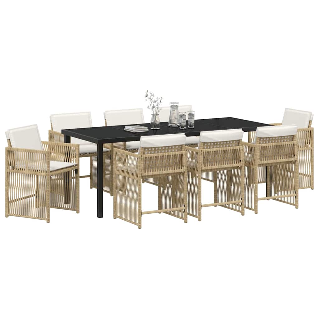 Have Spisebordssæt 9 stk. Beige polyrattan