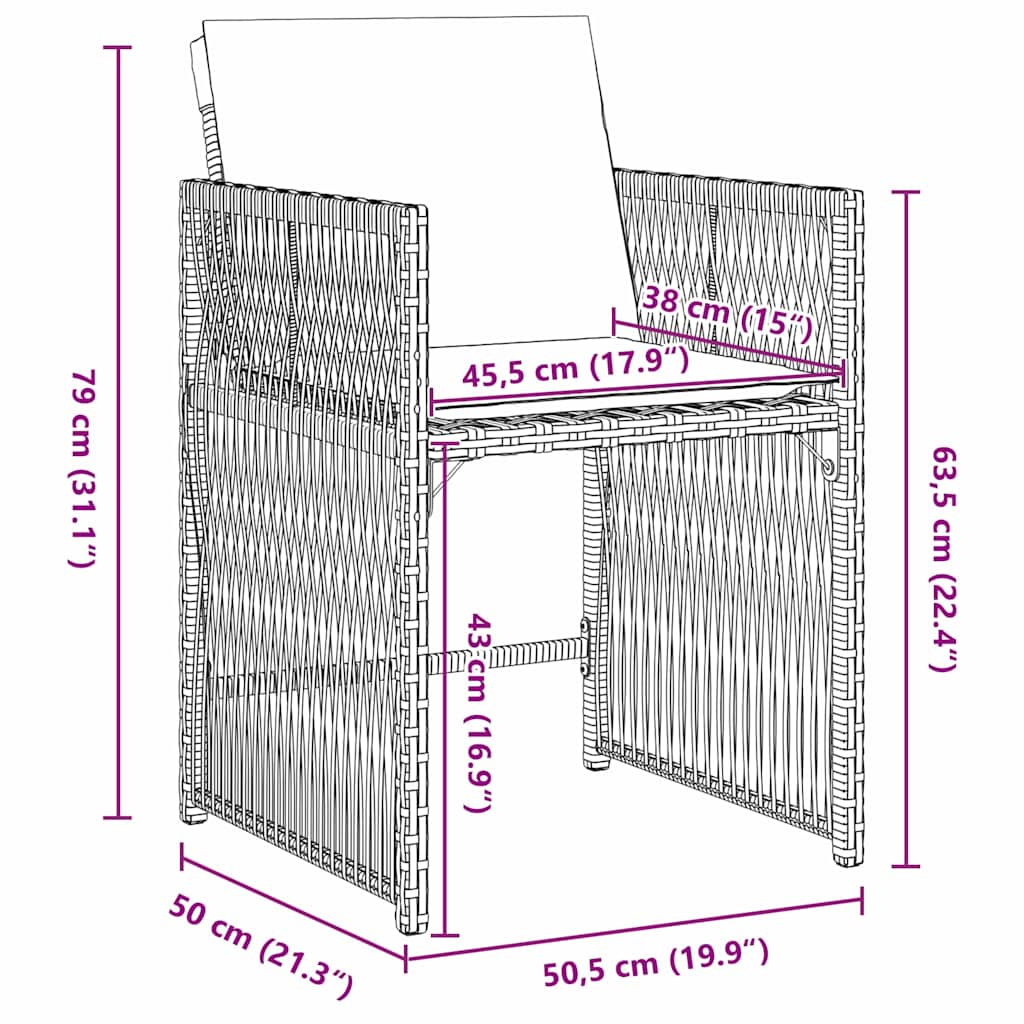 Have Spisebordssæt 9 stk. Beige polyrattan