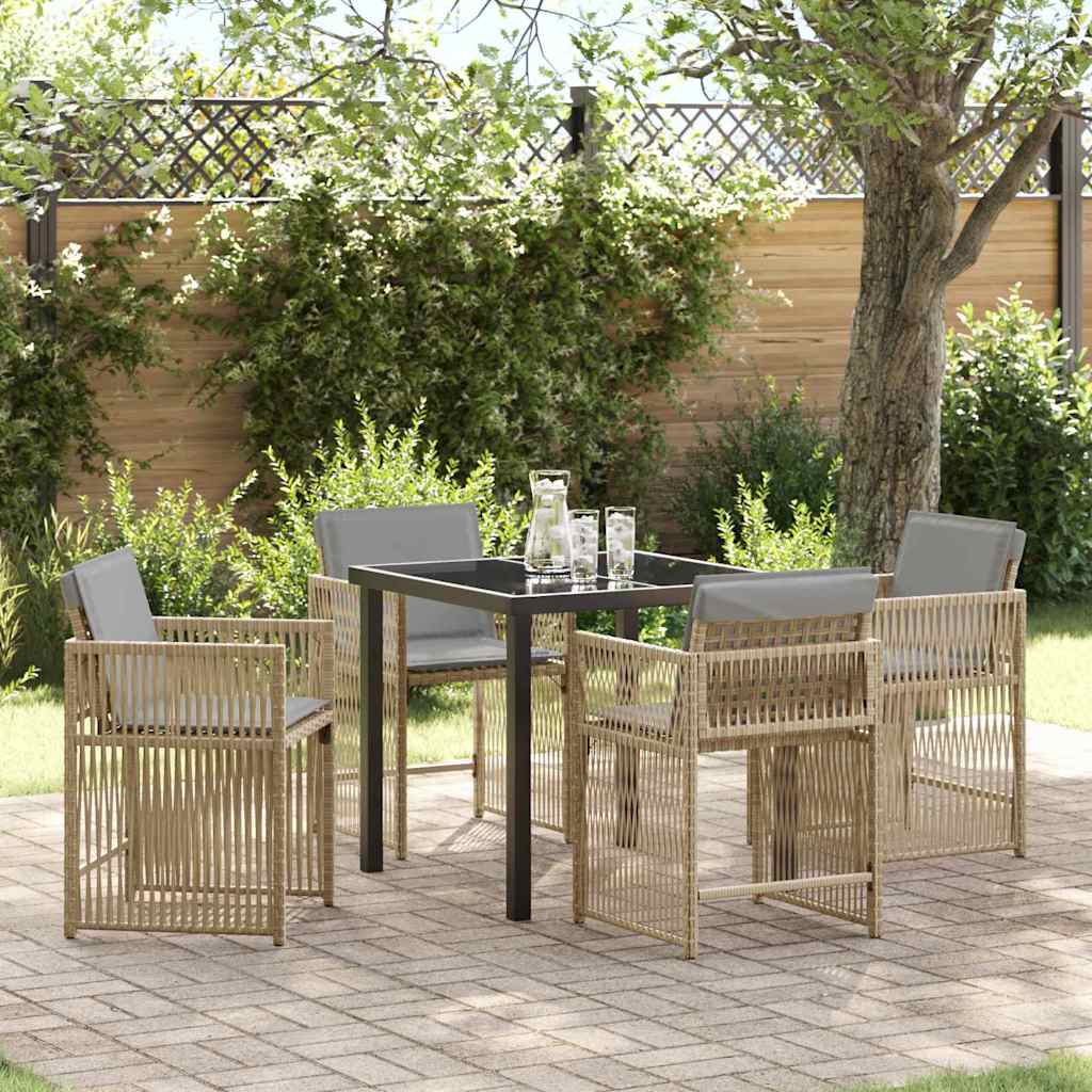 Have Spisebordssæt 5 stk. Beige polyrattan