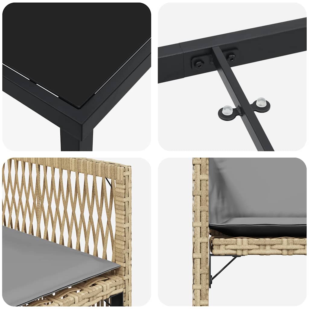 Have Spisebordssæt 9 stk. Beige polyrattan