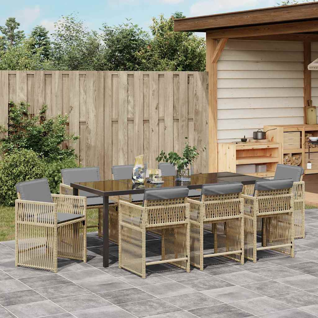 Have Spisebordssæt 9 stk. Beige polyrattan