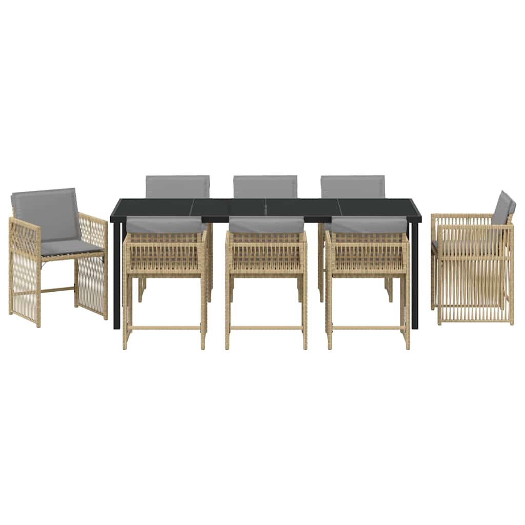 Have Spisebordssæt 9 stk. Beige polyrattan