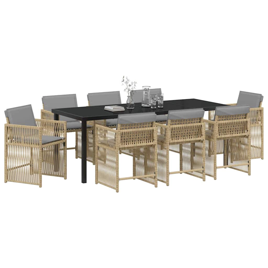 Have Spisebordssæt 9 stk. Beige polyrattan