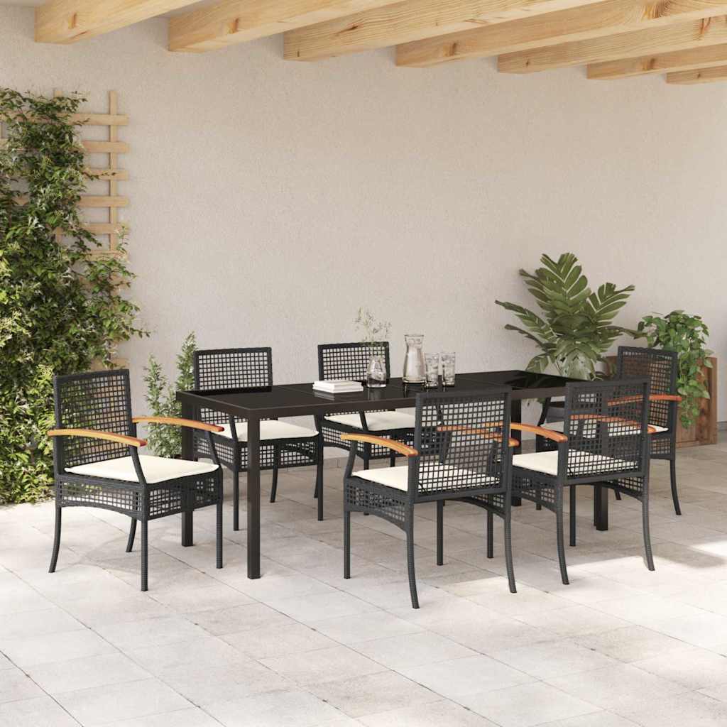 Have Spisebordssæt 7 stk. Sort Rattan