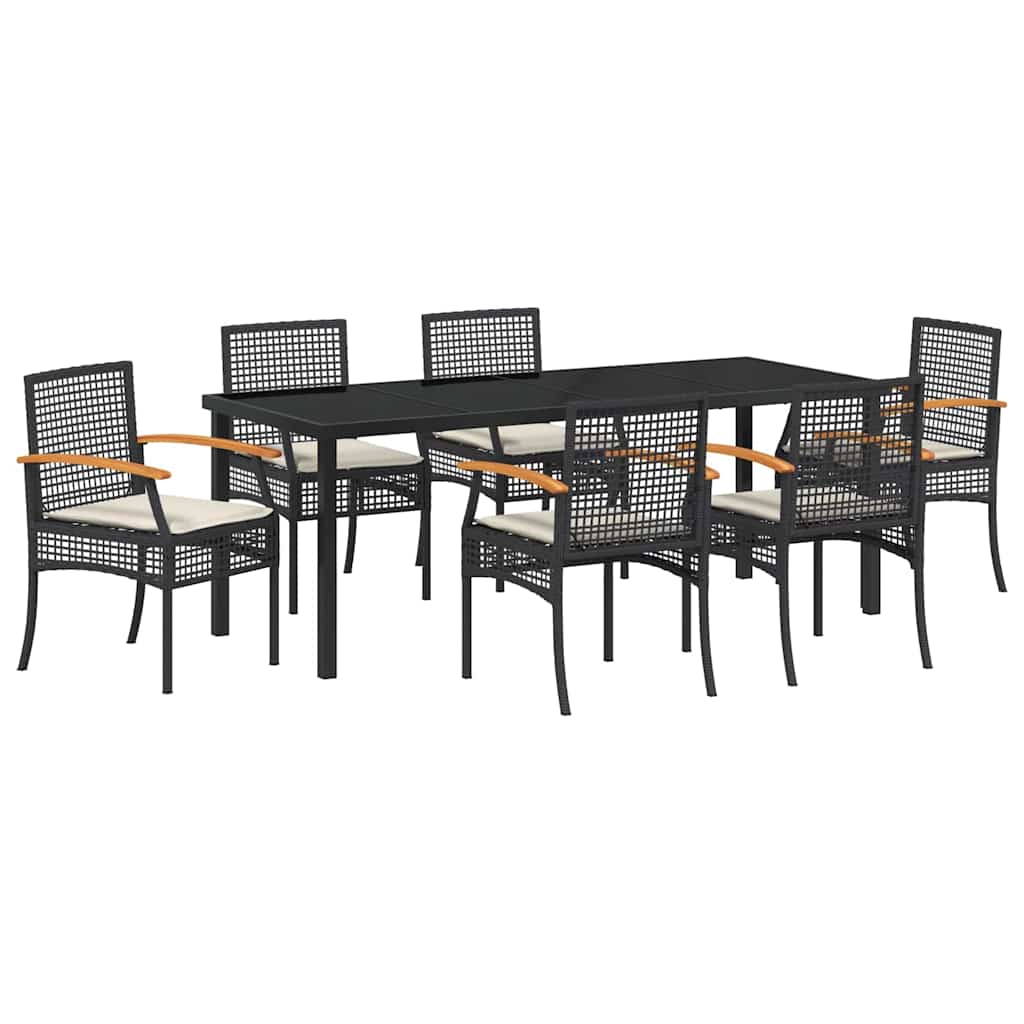 Have Spisebordssæt 7 stk. Sort Rattan