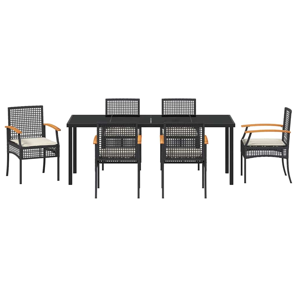 Have Spisebordssæt 7 stk. Sort Rattan