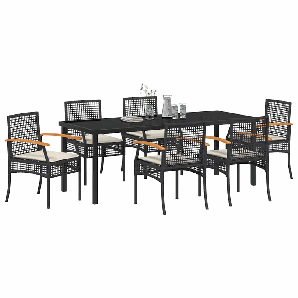 Have Spisebordssæt 7 stk. Sort Rattan