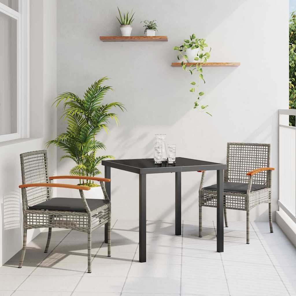 Have Spisebordssæt 3 stk. Grå og sort Rattan