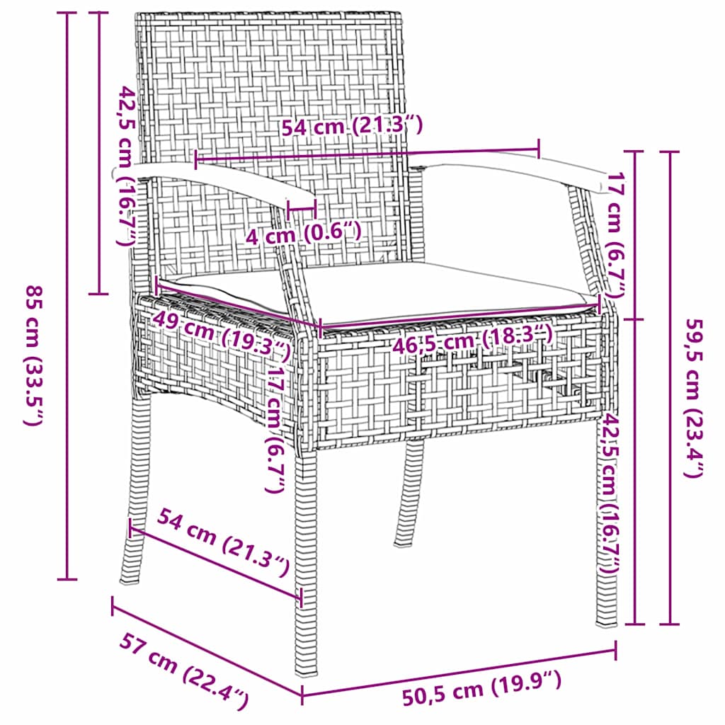 Have Spisebordssæt 9 stk. Grå og sort Rattan