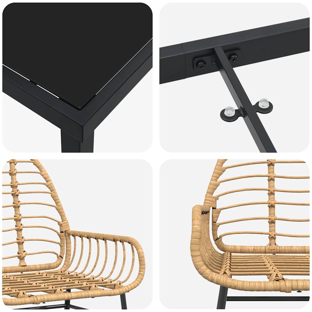 Have Spisebordssæt 7 stk. Brun polyrattan