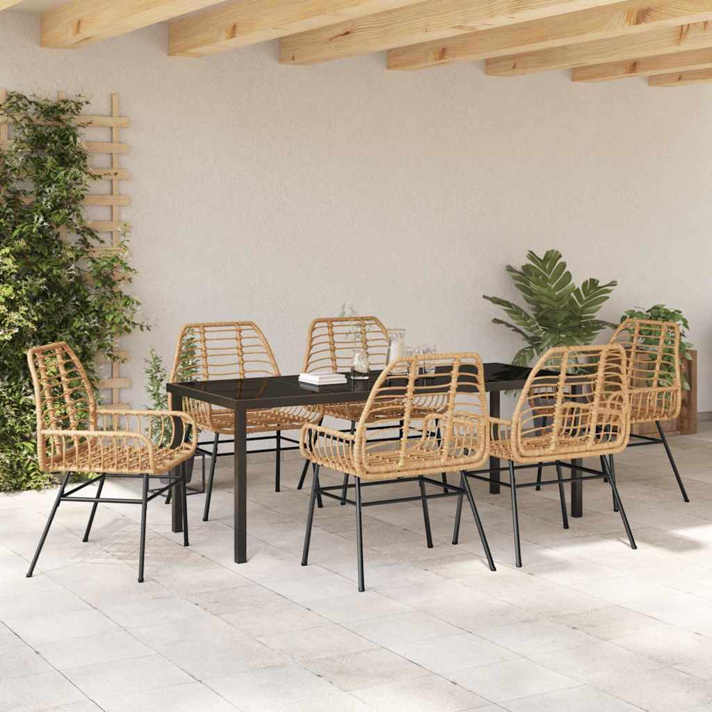 Have Spisebordssæt 7 stk. Brun polyrattan