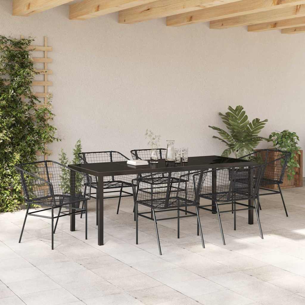 Have Spisebordssæt 7 stk. Sort polyrattan