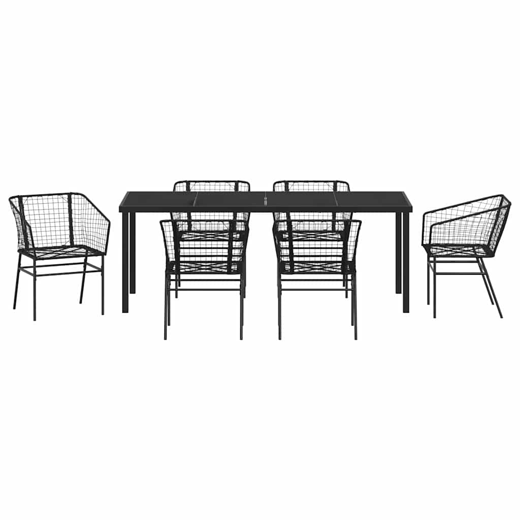 Have Spisebordssæt 7 stk. Sort polyrattan