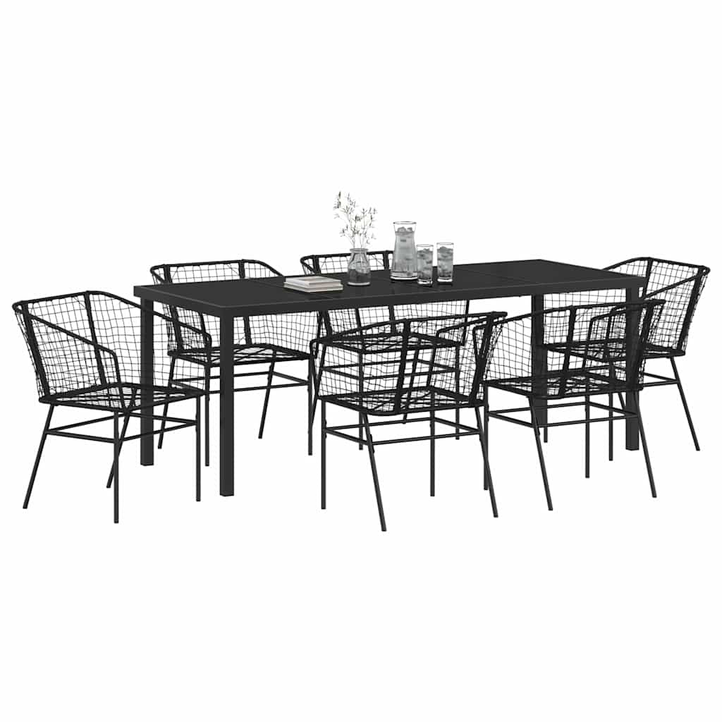 Have Spisebordssæt 7 stk. Sort polyrattan