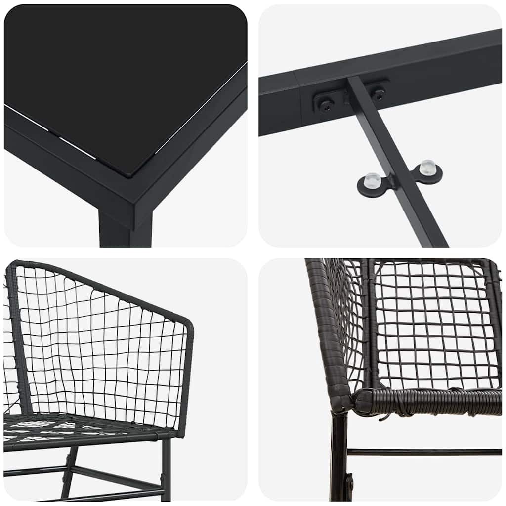 Have Spisebordssæt 9 stk. Sort polyrattan