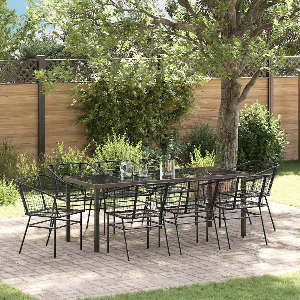 Have Spisebordssæt 9 stk. Sort polyrattan