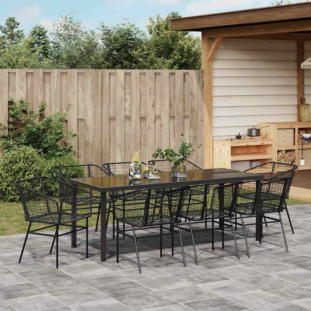 Have Spisebordssæt 9 stk. Sort polyrattan