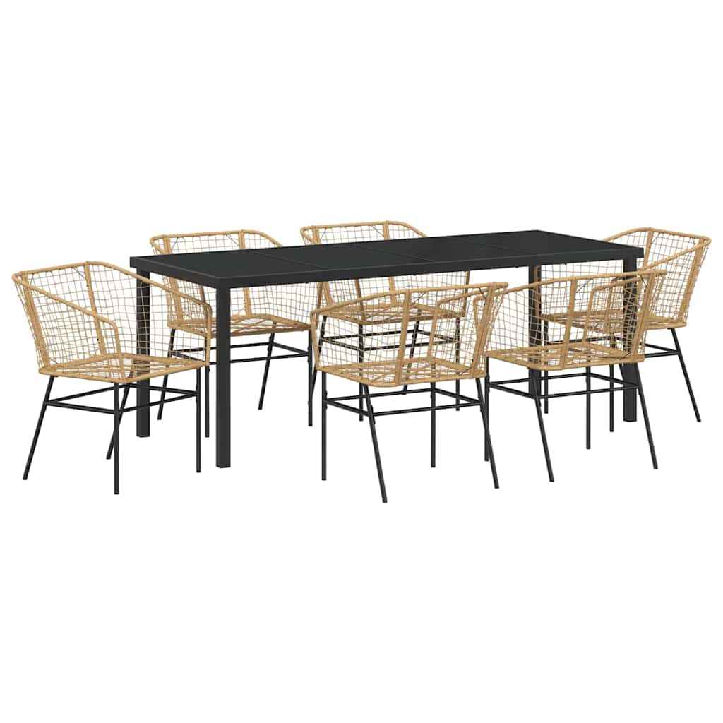 Have Spisebordssæt 7 stk. Brun polyrattan