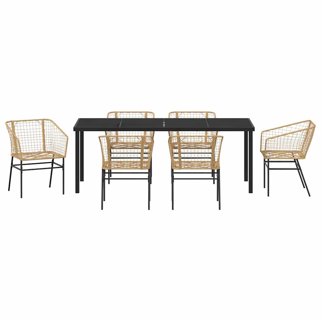 Have Spisebordssæt 7 stk. Brun polyrattan